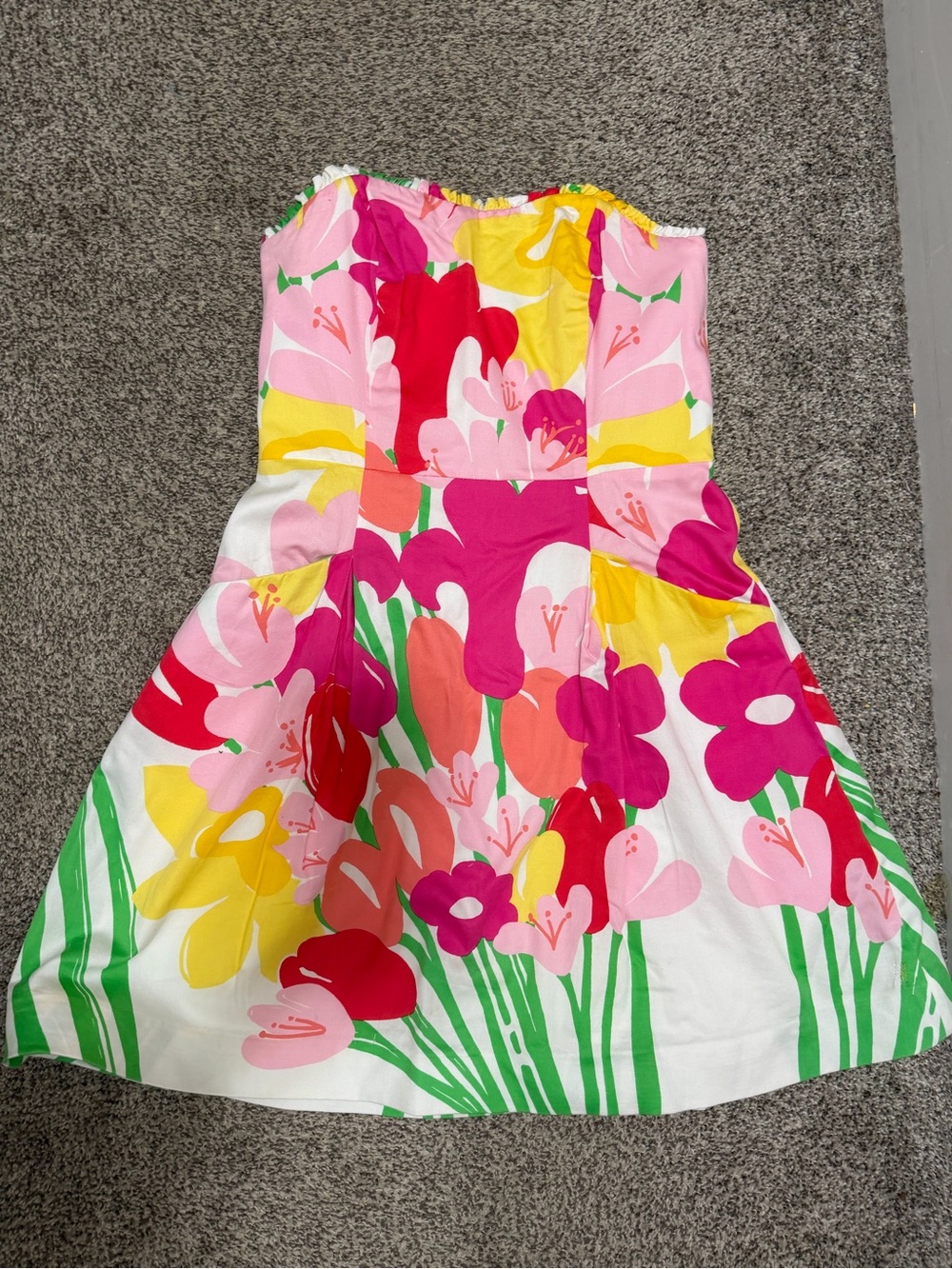 Lilly Pulitzer Strapless Floral Dress in Pink, Red & Yellow